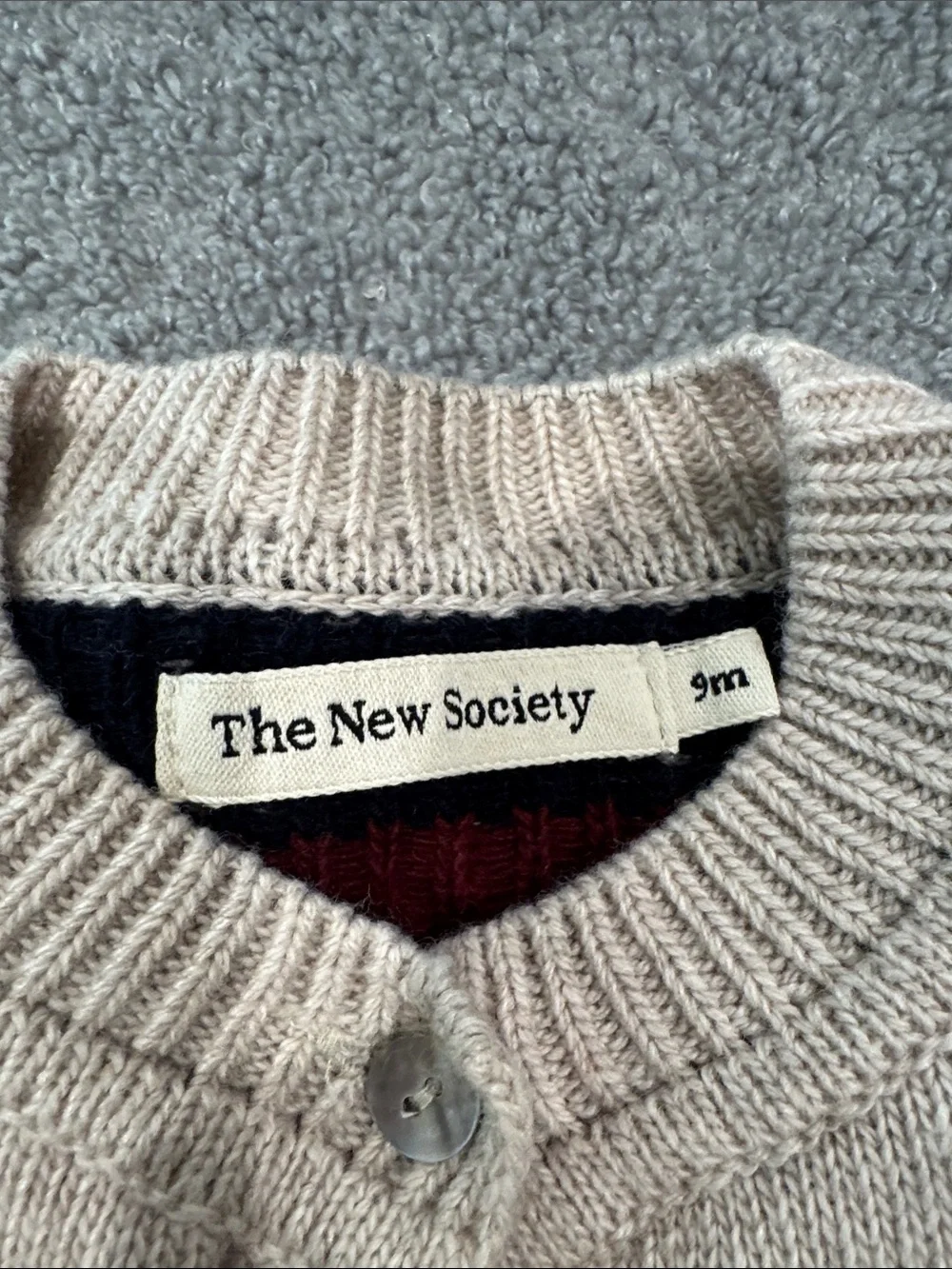 The New Society Kids Beige Heart Knit Matching Set